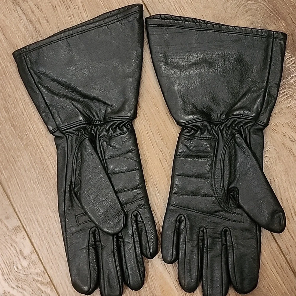 Harley-Davidson Gloves Black Leather Padded Motorcycle Riding Ladies Size Small